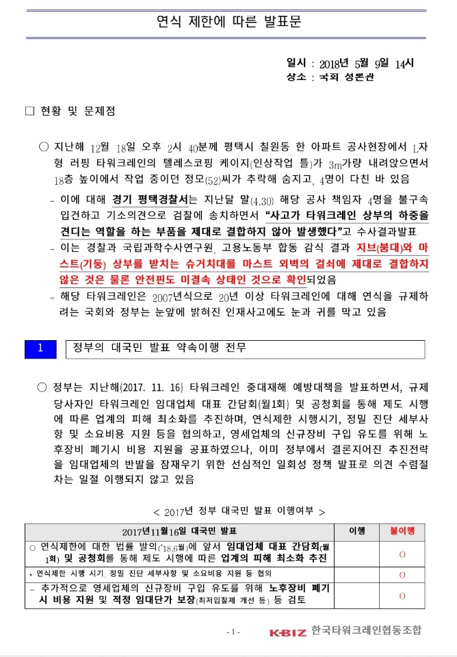  박덕흠의원 대표발의 건설기계관리법 개정안의 후유증