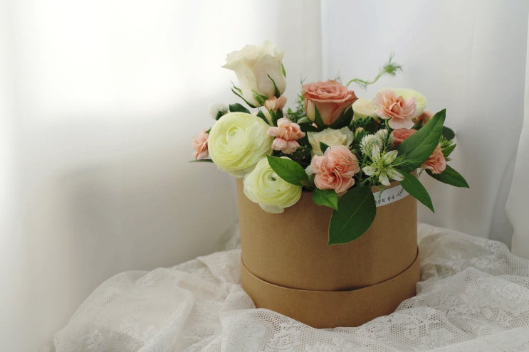  뜻밖의 행복 원형 플라워 박스 센터피스 : flower box centerpiece