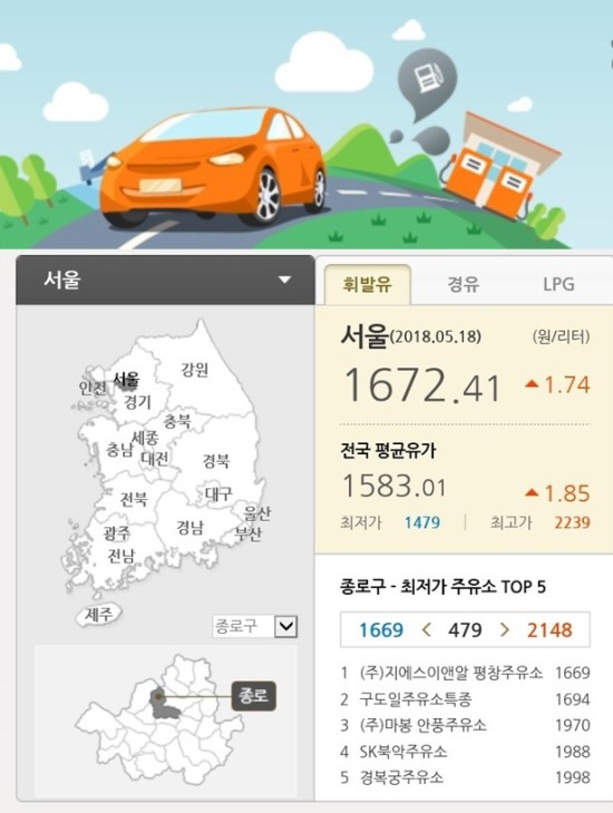 치솟는 기름 값에…전국 주유소 가격비교 `오피넷` 인기몰이 치솟는 기름 값에…전국 주유소 가격비교 `오피넷` 인기몰이
