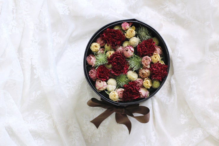  뜻밖의 행복 드라이플라워 2단 기프트 플라워 박스 : dryflower box