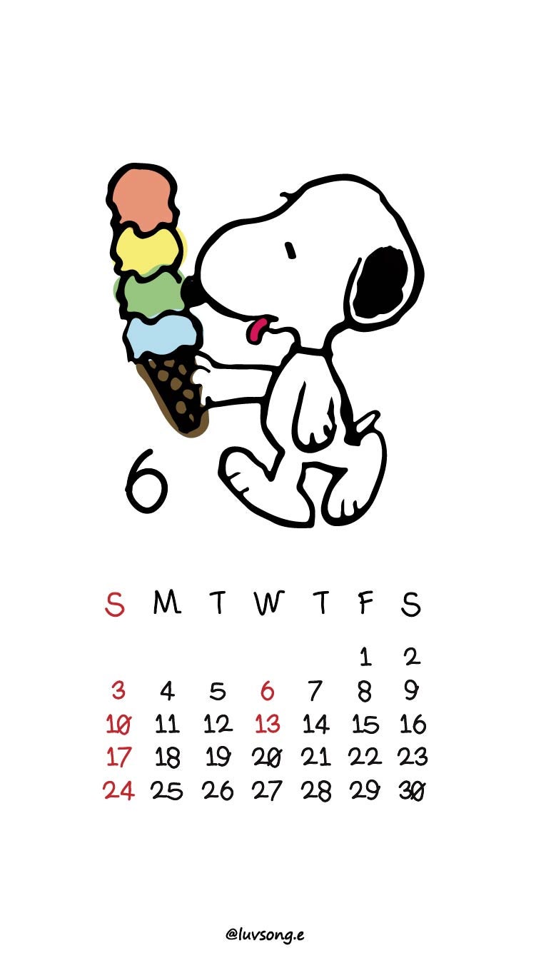 Calender) 6월 스누피 달력 배경화면 : 네이버 블로그