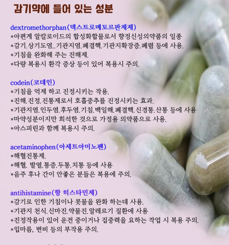  감기약에 들어있는 성분