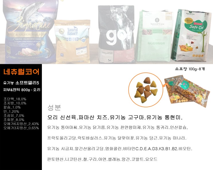  강아지 사료 비교_네츄럴코어 소프트 델리 오리
