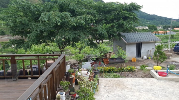  지리산 산청 가족펜션 자럭애펜션에 야외화장실 옥외화장실 공사완료~ 물놀이하면서 편할듯