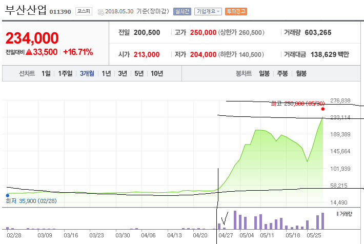  부산산업, 최근 1달 사이, 4만원에서 25만원으로 5배 급등, 북한 테마주 : 투자와 투기 사이? 