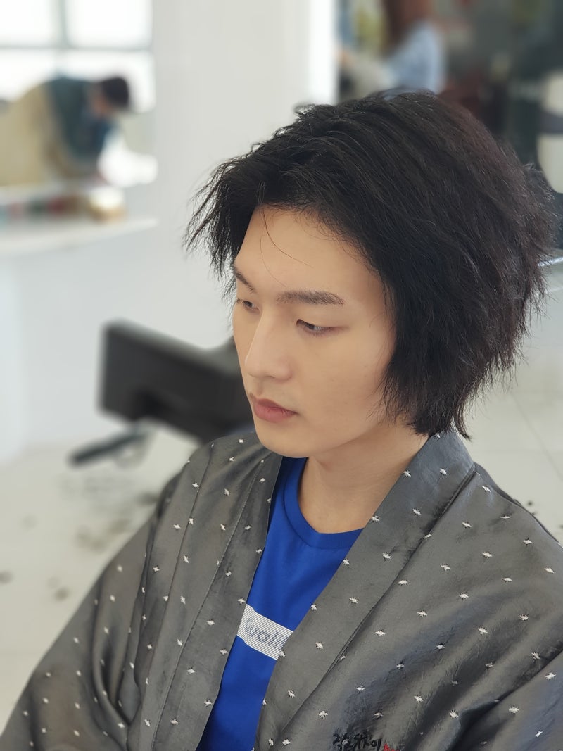 남자 긴머리 볼륨매직 레이어드컷으로 예수머리 연출 네이버 블로그