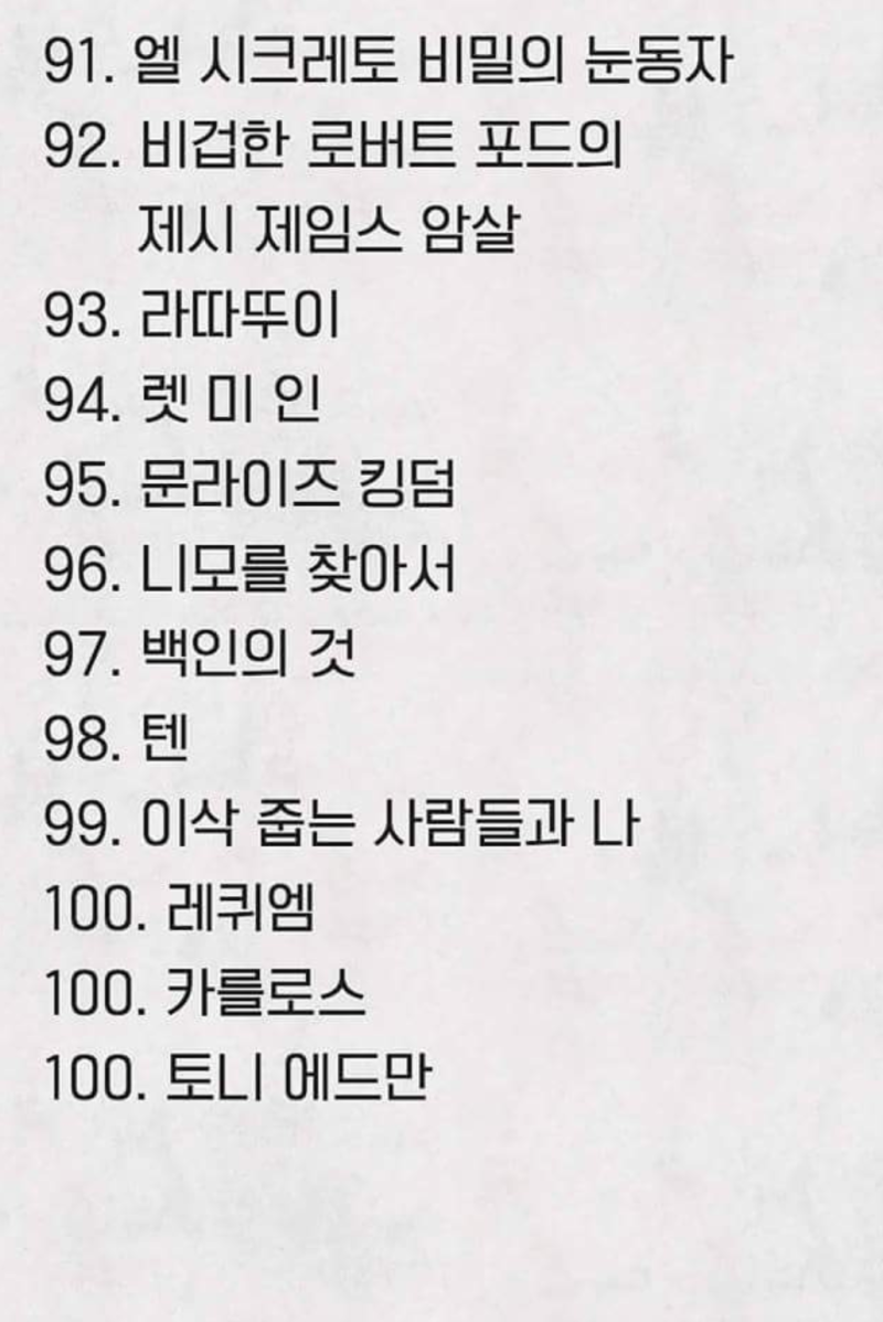 Bbc선정 죽기전에꼭봐야할 영화 100선 네이버 블로그