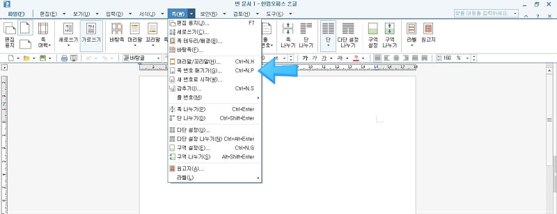 한글 쪽번호 없애기 수정 매기기 쉽고 간단하게 네이버 블로그