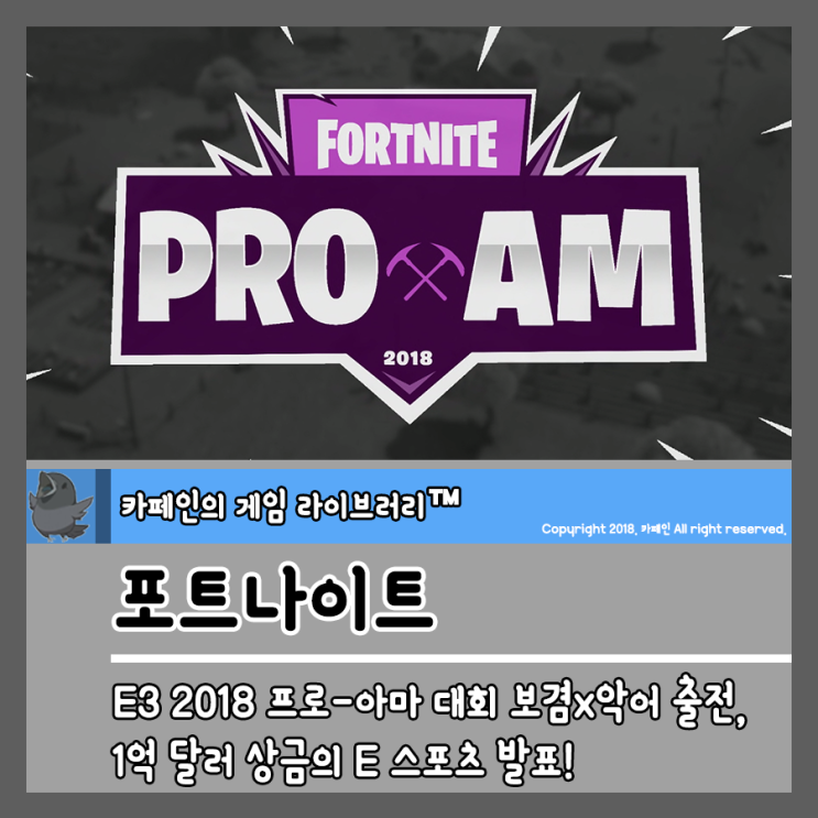  포트나이트 E3 프로-아마 대회에 보겸x악어 출전, 1억 달러 상금의 E 스포츠 발표!
