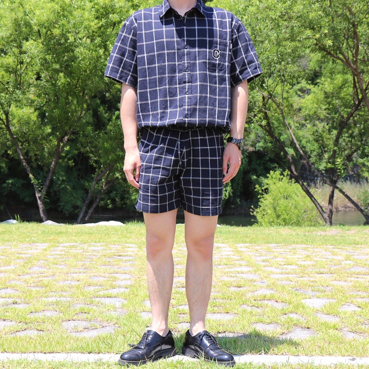  남자 체크남방 코디 COVERNAT 커버낫 셔츠 세트