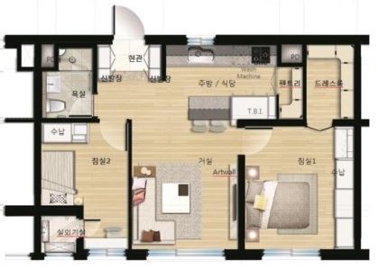  마산 오동동 다숲 아파트 72(22) 방2, 거실 로얄층 빠른입주 매매 1억6천만원