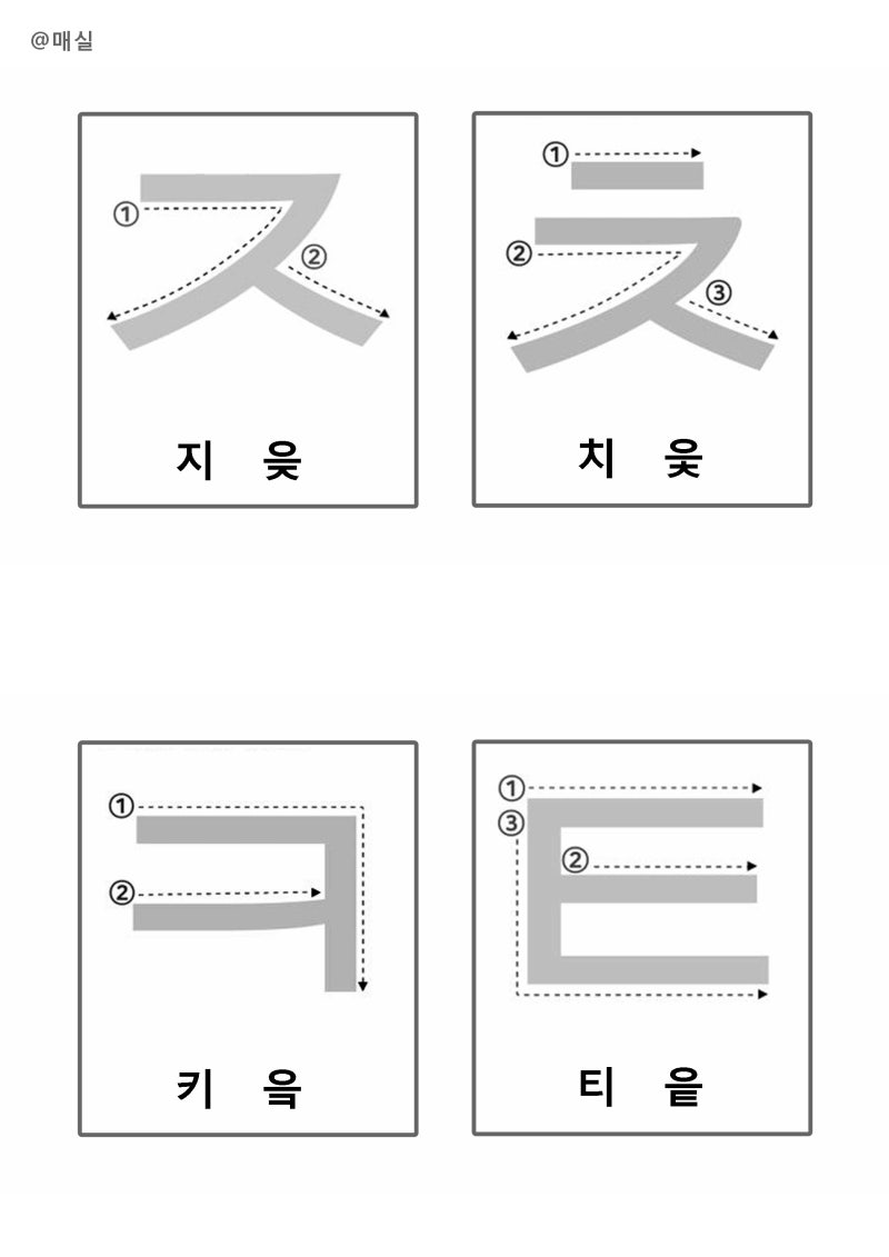 한글공부 프린트학습지 - 획순에 맞게 자음쓰기(ㄱ~ㅎ) : 네이버 블로그