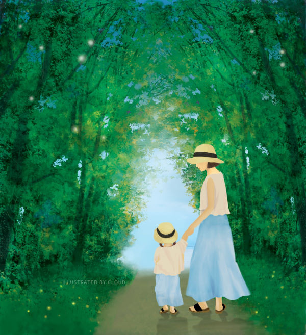  산책하는 엄마와딸 그림