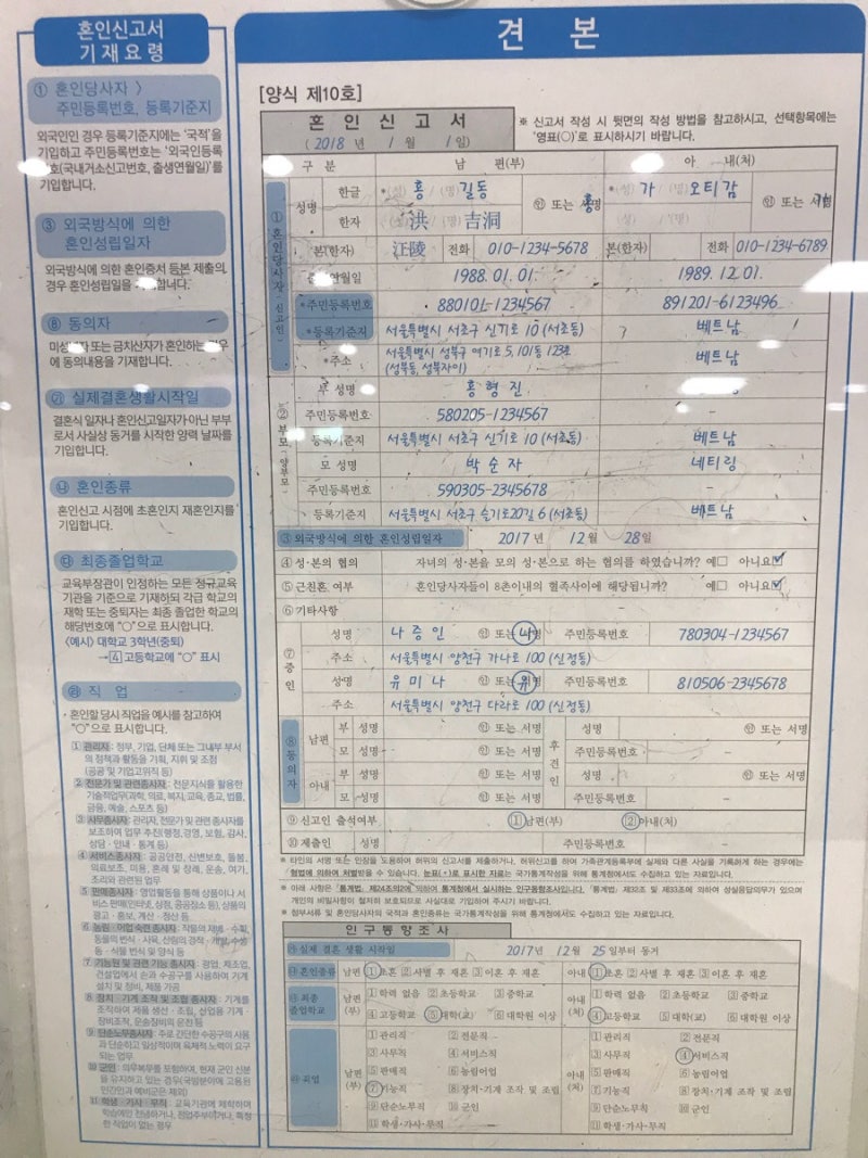 미국 시민권자와 결혼 ,한국에서 혼인신고 준비물 : 네이버 블로그
