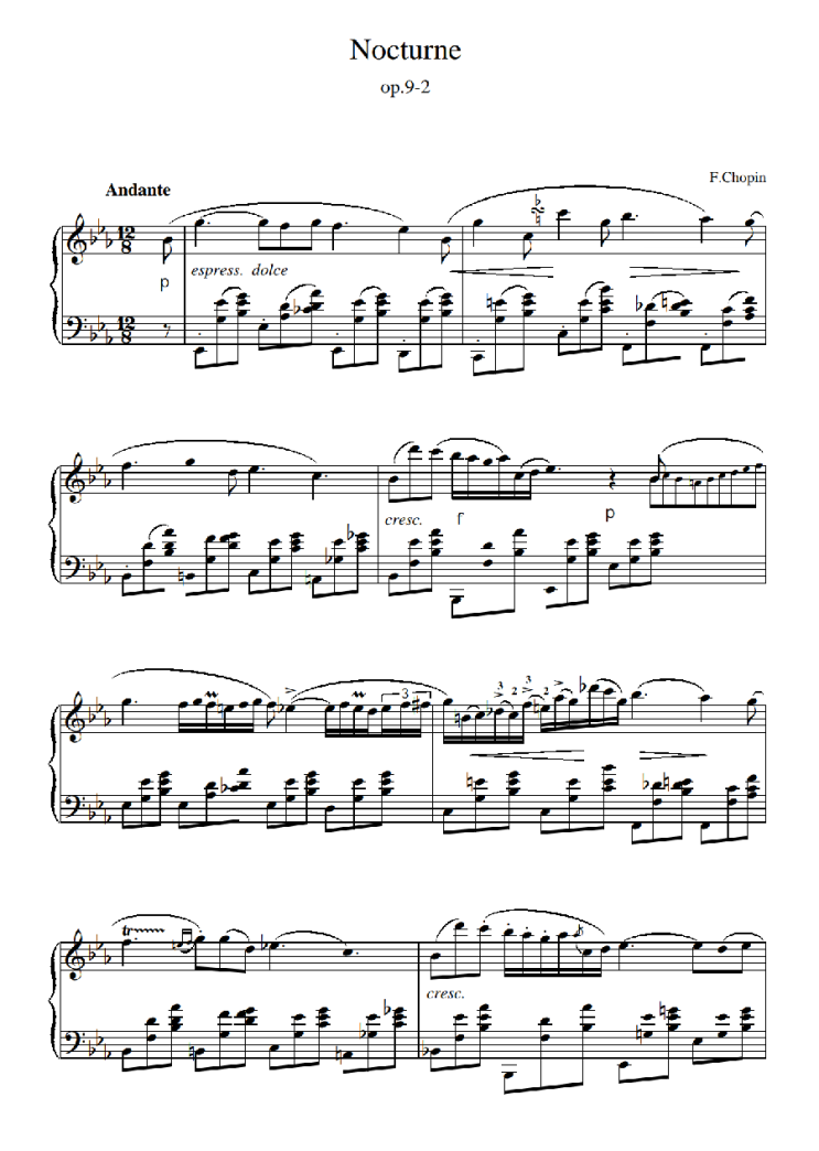 쇼팽 녹턴 op.9 no.2 악보