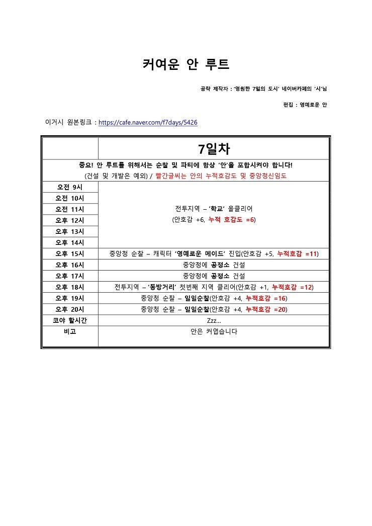 영원한 7일의 도시 안 공략 안 루트 엔딩 네이버 블로그