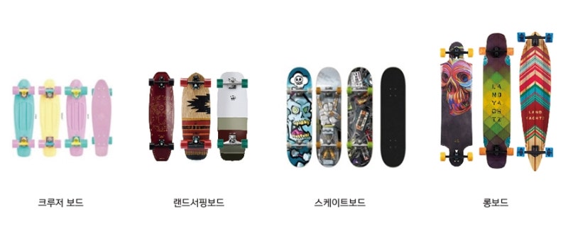 스케이트보드 롱보드 크루저보드 종류별 차이와 타는 법을 배우는 초보자 초등학생 입문용 추천 TIP