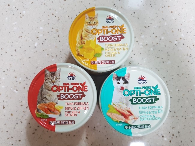  [고양이 주식 캔] 사조 옵티원 부스트 160g (닭안심&치즈/닭안심&연어/닭안심&맛살) 