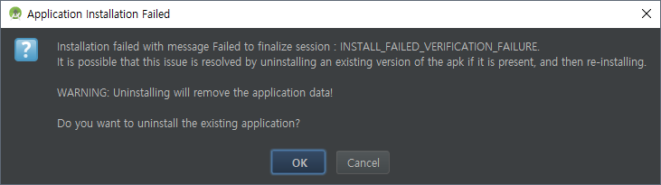 DELETE_FAILED_INTERNAL_ERROR Error while Installing APK
