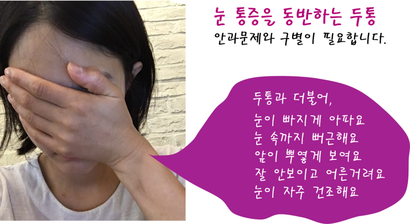 두통과 눈의 통증으로 눈이 아프지만 시력검사의 이유를 찾지 못하고 7