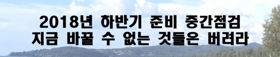  [2018 여름 12] 2018년 하반기 준비 중간점검 & 지금 바꿀 수 없는 것들은 버려라