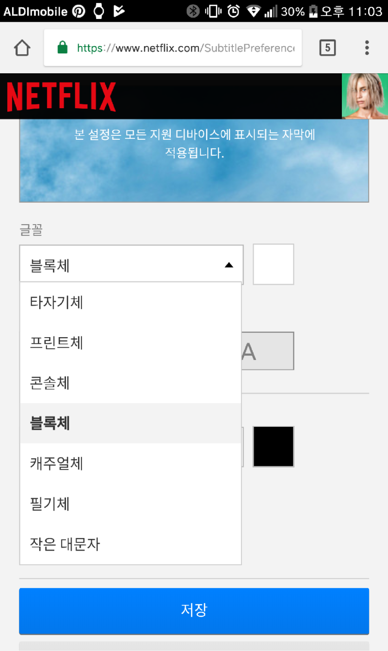 넷플릭스 자막 폰트 설정 방법 : 네이버 블로그