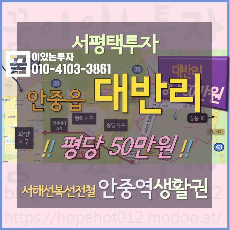 평택 안중역세권 주변 대반리 토지 평당 50만원 (서해선복선전철, 평택 안중역, 평택땅) 평택 안중역세권 주변 대반리 토지 평당 50만원 (서해선복선전철, 평택 안중역, 평택땅)