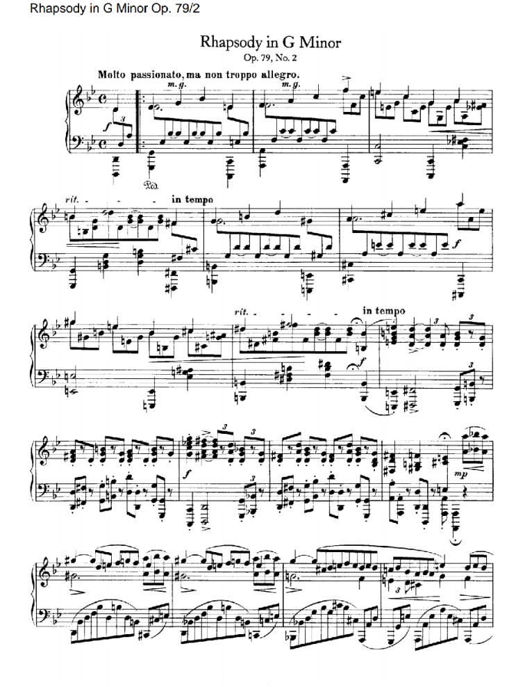 브람스 랩소디 Op.79-2번 악보 브람스 랩소디 Op.79-2번 악보