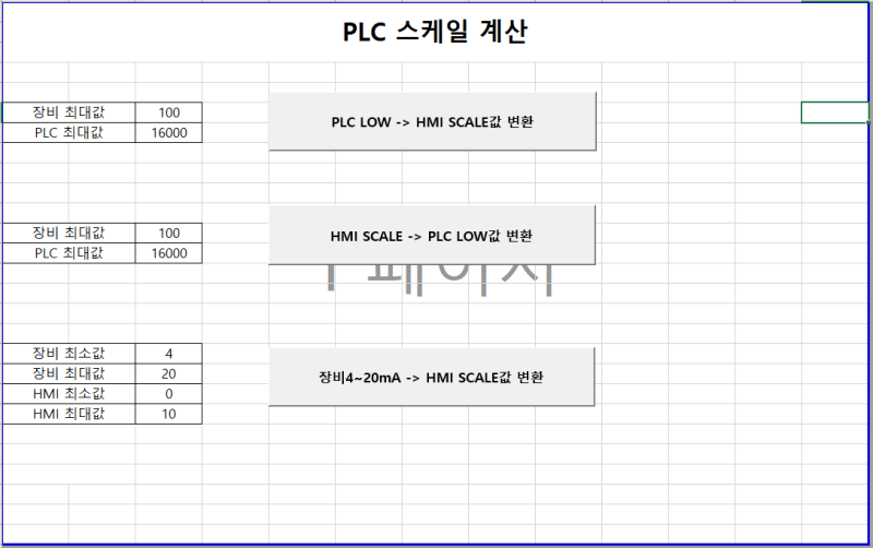 PLC_HMI_계측기기(4~20mA) SCALE 계산시트 : 네이버 블로그