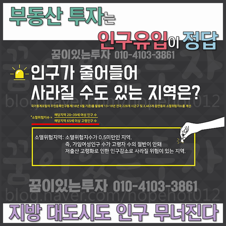 부동산 투자는 인구 유입이 정답 (지방 대도시도 인구 무너진다, 한국의 지방소멸 2018 보고서)