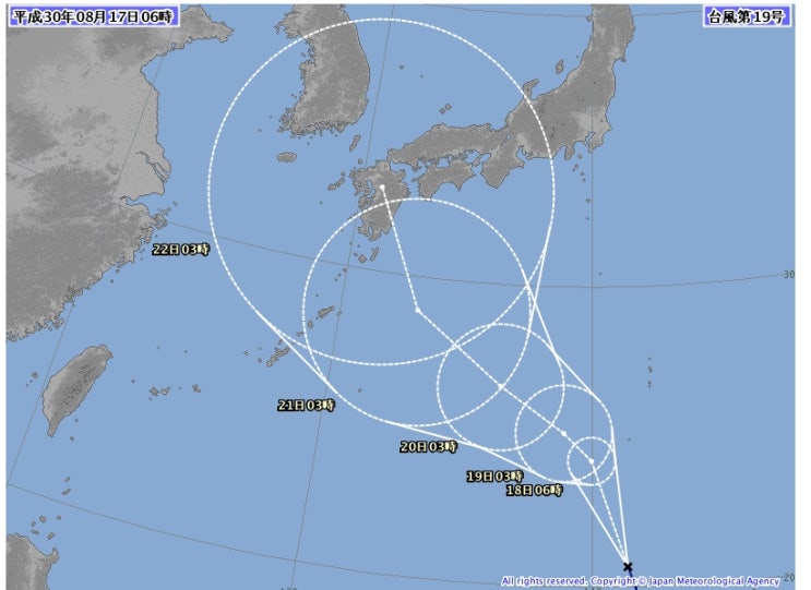 (8월 18일 내용 추가)19호 태풍 솔릭 경로! 20호 태풍 시마론 발생! 일본 시즈오카현 동남쪽 해상 지진!