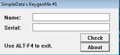  CrackMe simpledatas_keygenme_1(매우 쉬움)