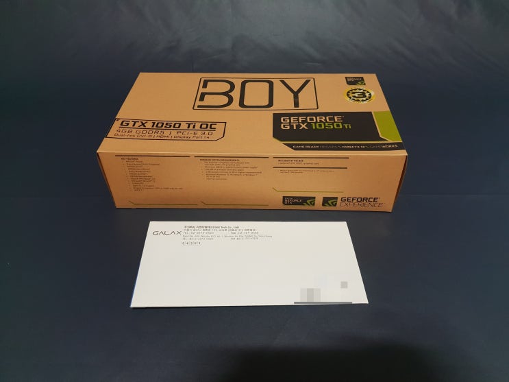  갤럭시 BOY 지포스 GTX1050 Ti OC D5 4GB 사용기 - 언박싱, GTX750과 비교