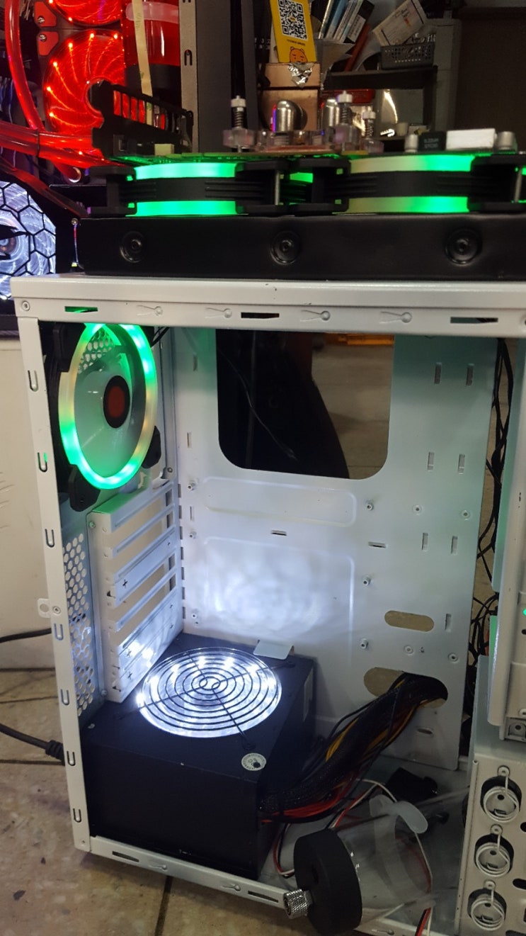  gpu cpu 수냉작업 그래픽카드 온도 40도 led 튜닝 작업  익산컴퓨터