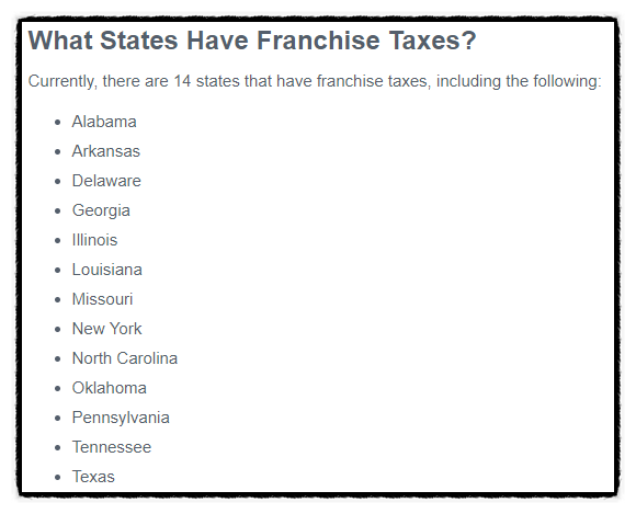 프랜차이즈 택스 - Franchise Tax