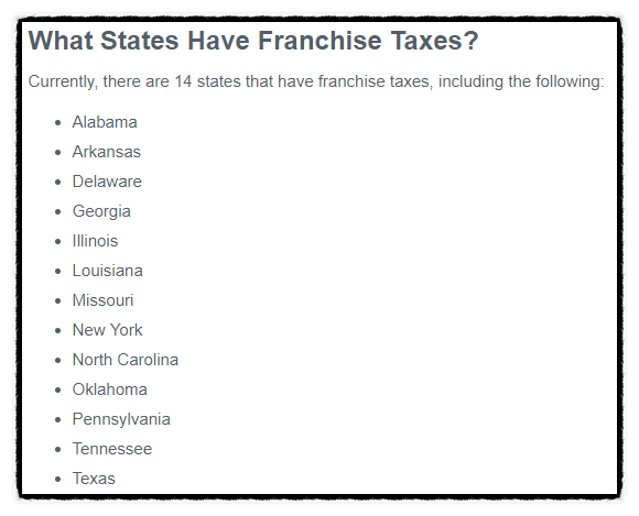  프랜차이즈 택스 - Franchise Tax
