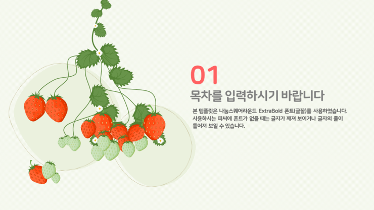  과일 PPT 템플릿- 딸기 오렌지 수박 포도 체리 등 파워포인트 템플릿