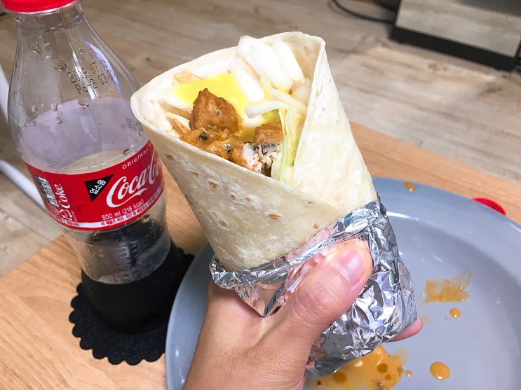 남은양념치킨 요리, 치킨또띠아 완전 간단함!