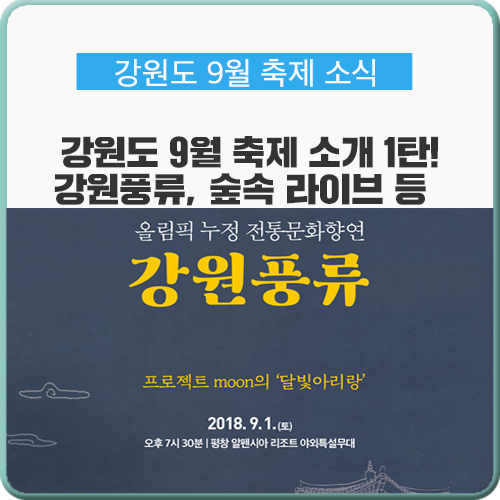  강원도 9월 축제 소개 1탄! 평창효석문화제, 숲속 라이브 축제, 강원풍류 등!