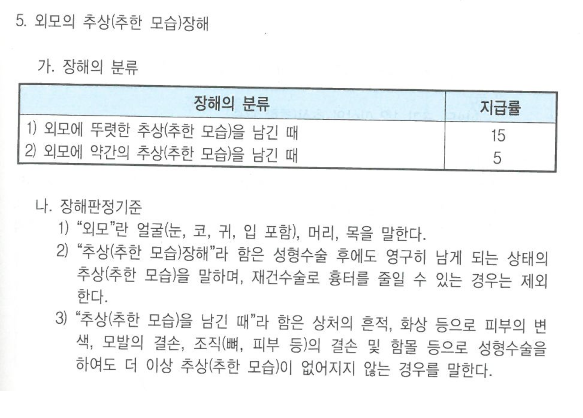 얼굴흉터(추상장해)남았을때 후유장애 보험금청구