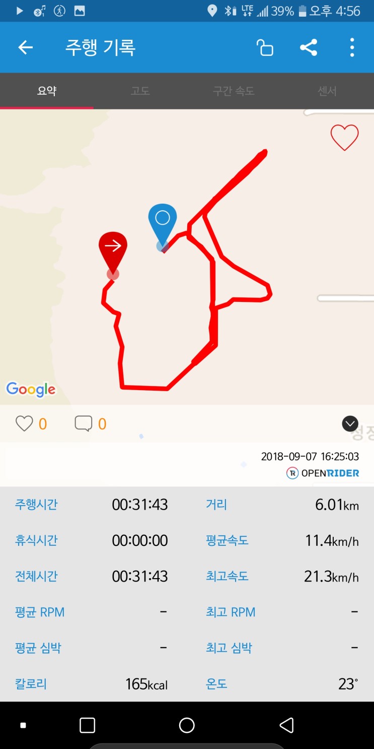 [18.09.07] Meizu Livedoor + Meeaudio BTX1 과 함께 에이더 무릎보호대 차고 6KM 달리기