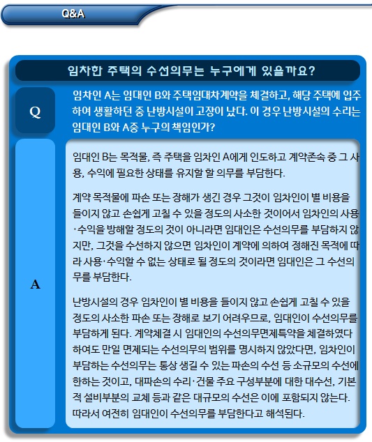 주택임대차 시 임대인의 권리의무