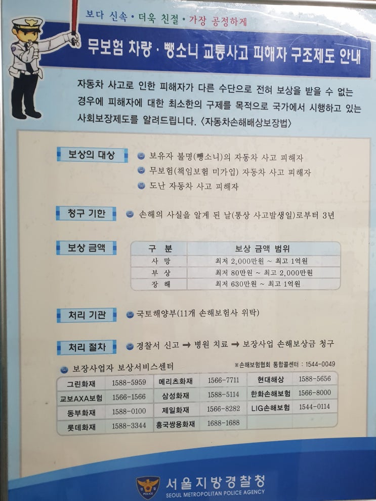  뺑소니 등 피해자 구조제도와 검거 보상금