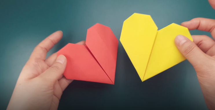 색종이로 쉬운 하트접기 , 하트 접는방법 Easy Heart Origami