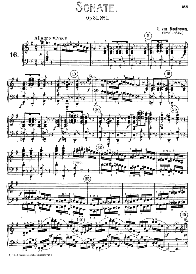 베토벤 피아노소나타 16번 악보, 밝은 피아노곡
