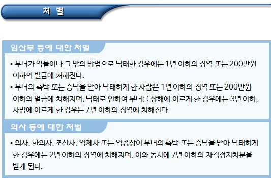 태아의 생명 및 건강 보호를 위한 규정