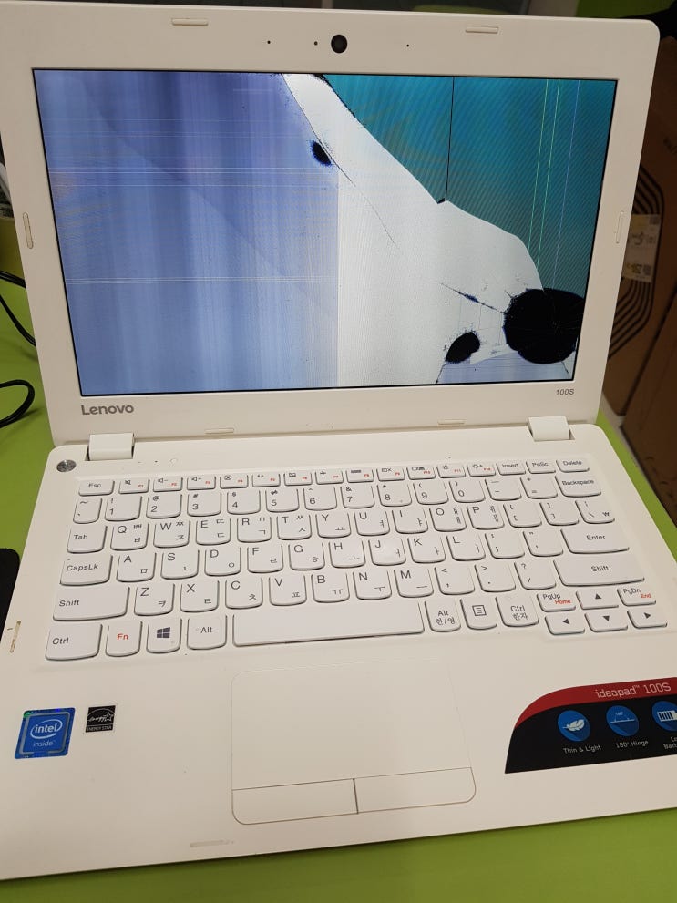  <노트북과컴퓨터>부산 진구 부전동 서면 노트북 액정수리 사설수리 lenovo ideapad 100s 액정파손 노트북 출장수리