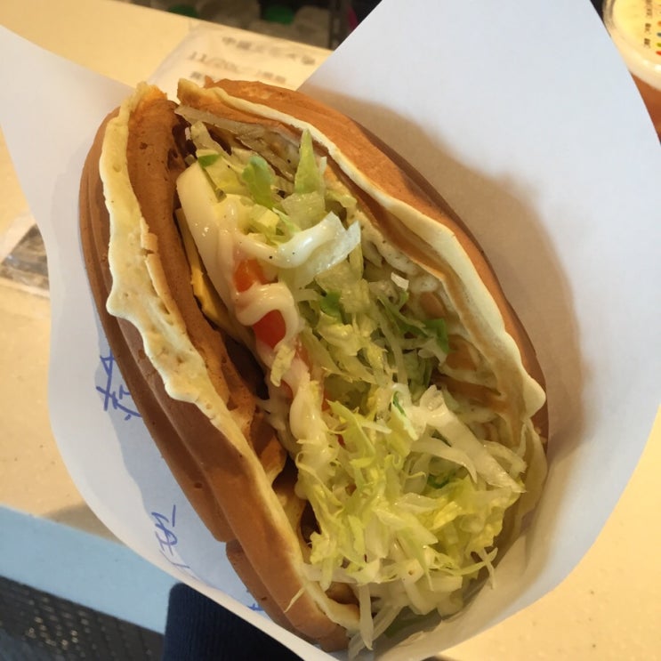  [대만 중국 문화대 학식] 와플 샌드위치  Gu Gu Waffle