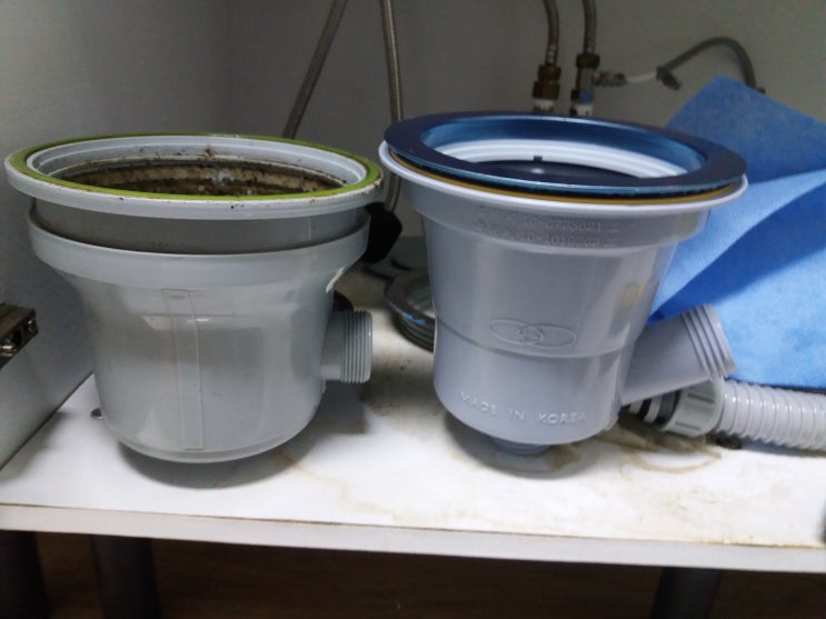  석적 싱크대 배수구 교체