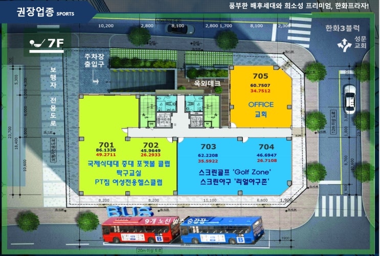  풍무동 탁구장 분양임대추천 대로변 한화프라자